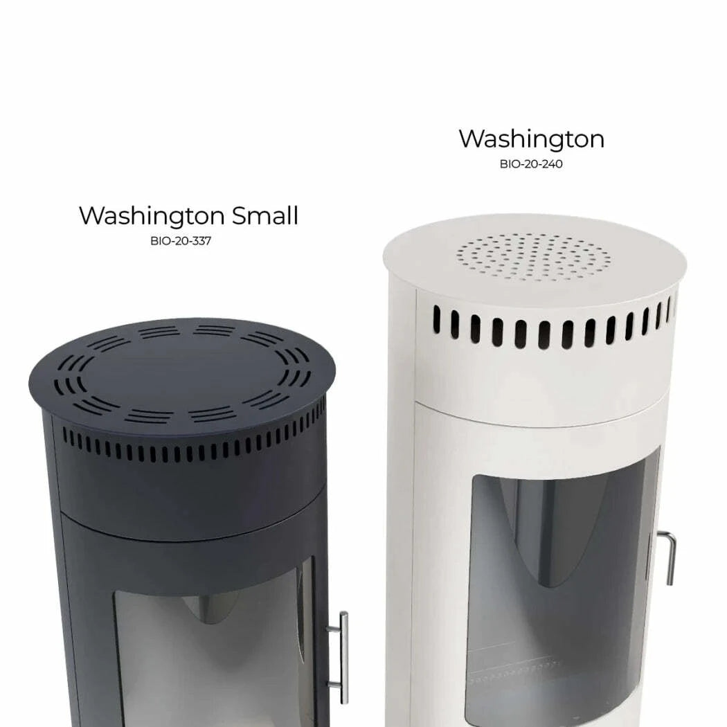 Two cylindrical products labeled 'Washington' and 'Washington Small' on a white background.