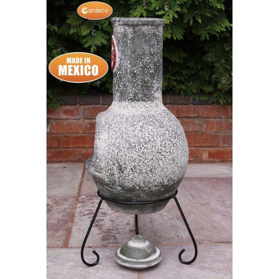 Cruz Large Mexican Chiminea – Green with Red Motif