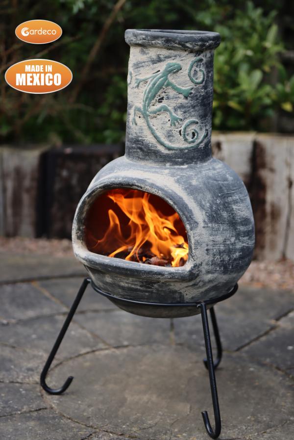 Iguana Medium Mexican Chiminea – Grey
