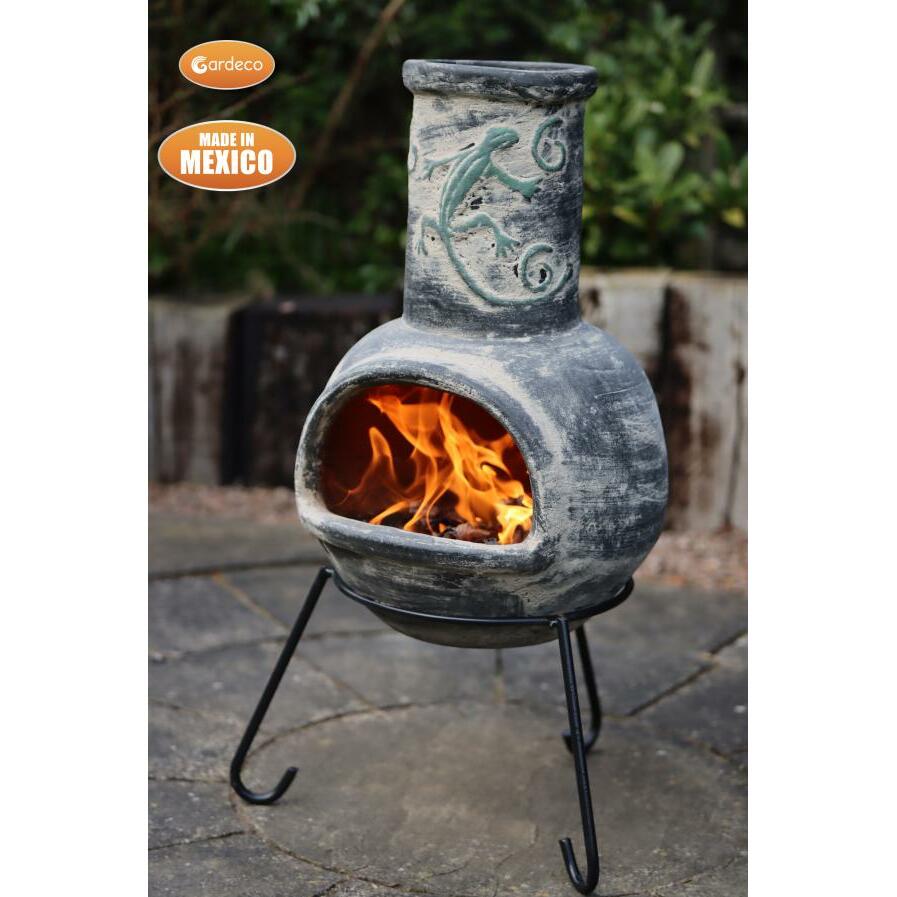 Iguana Medium Mexican Chiminea – Grey