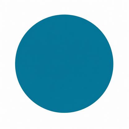 A solid teal blue circle centered on a plain white background.