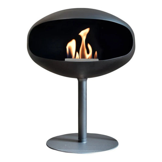 Cocoon Pedestal Freestanding Bioethanol Fireplace - Black Black Base on white background