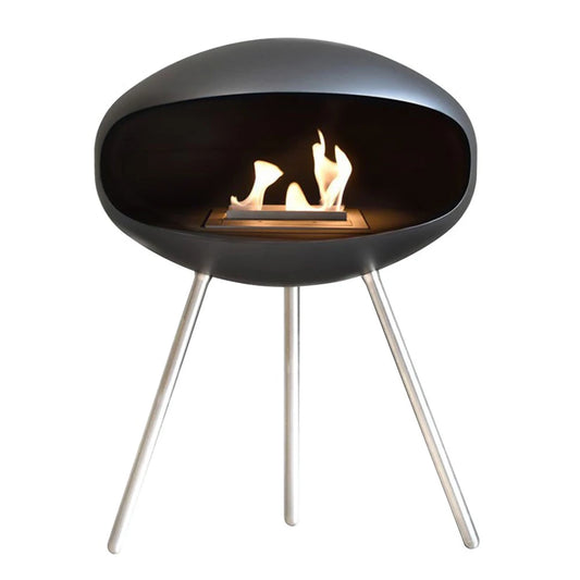 Cocoon Terra Freestanding Bioethanol Fireplace - Matte Black Steel Legs