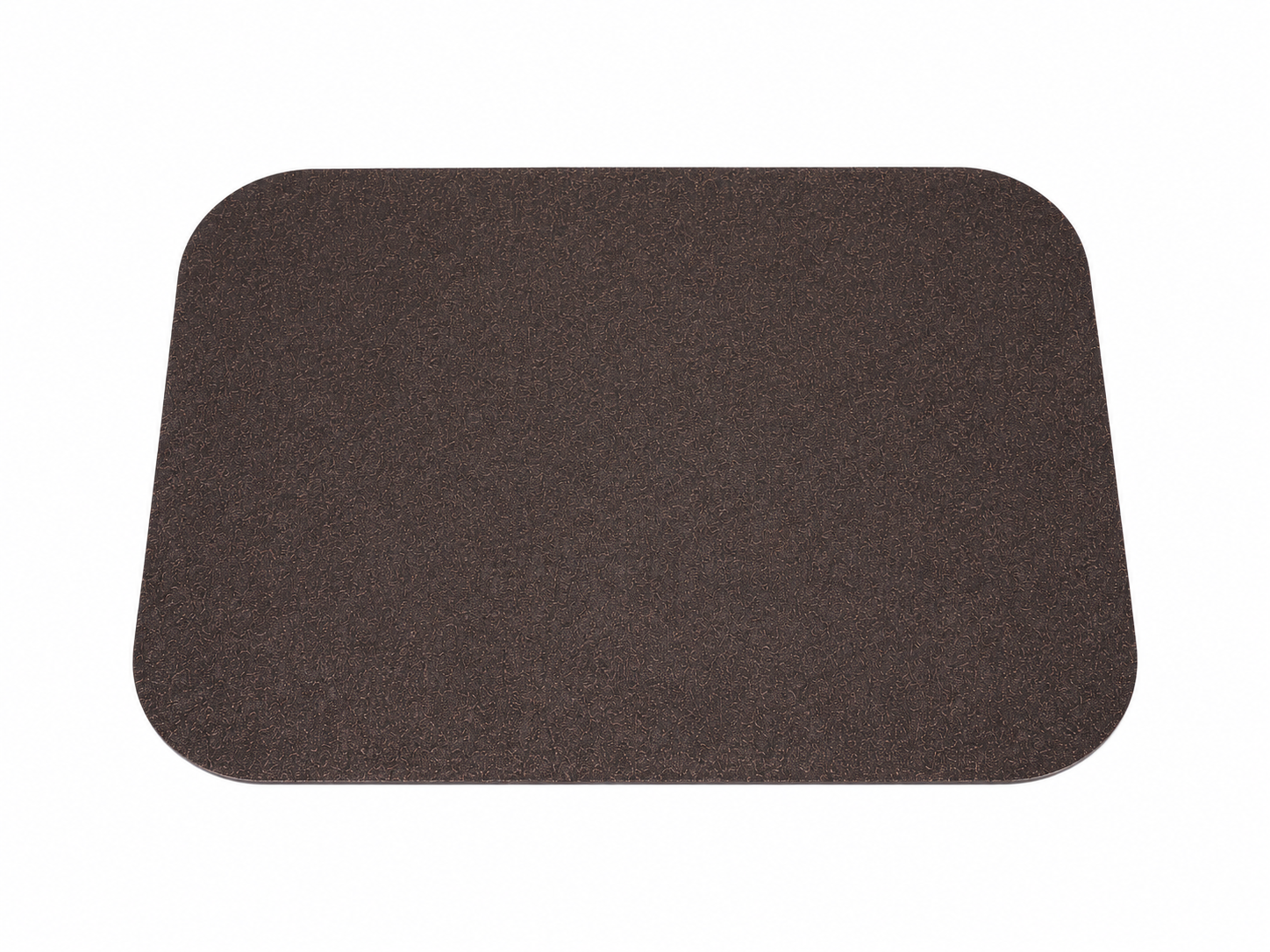 A dark brown rectangular floor protector with rounded corners, shown from a top-down view on a plain white background.