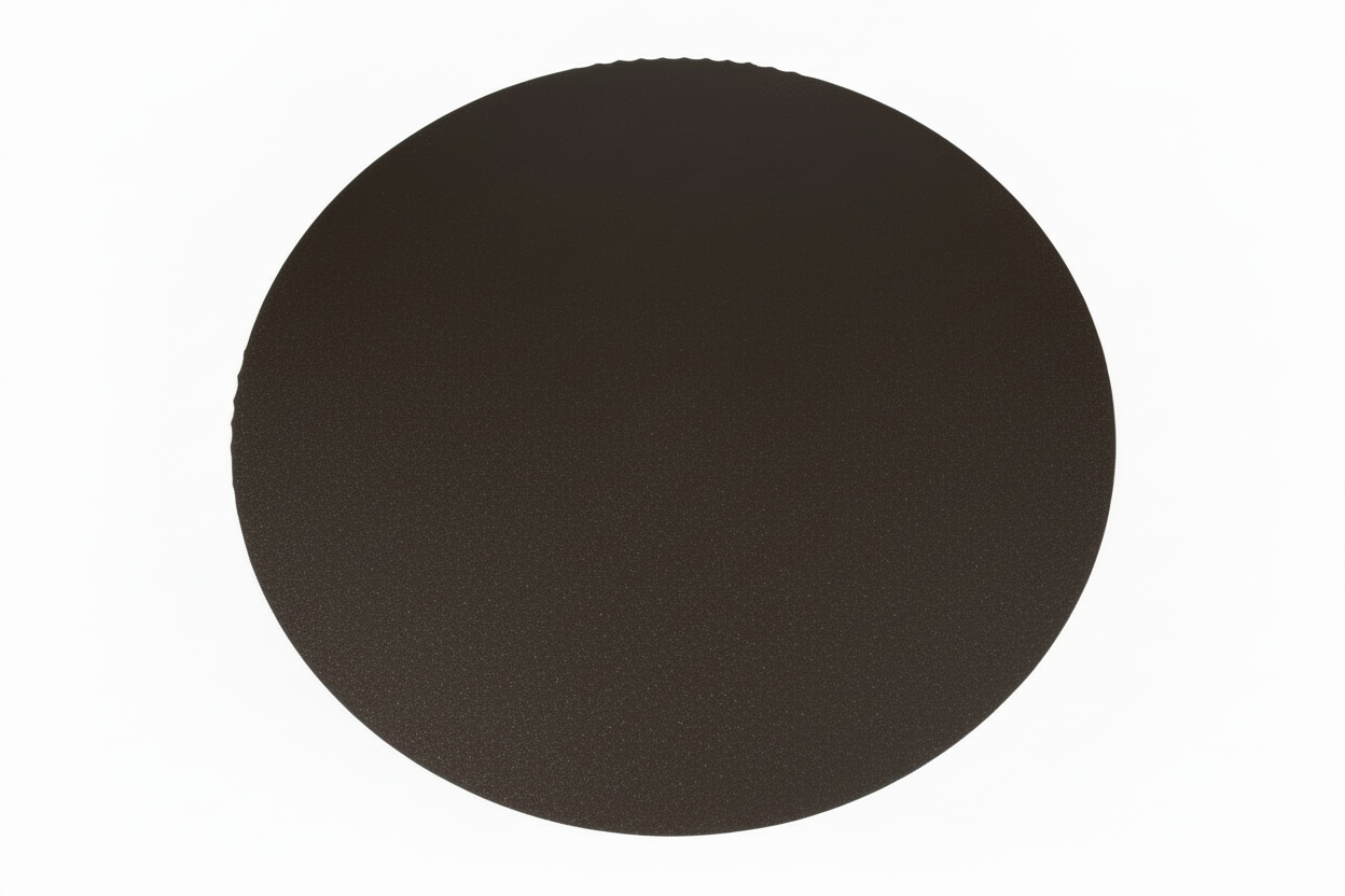 Black circular floor protector on a white background