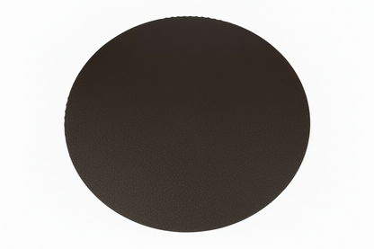 Black circular floor protector on a white background
