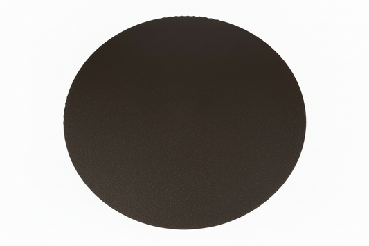 Black circular floor protector on a white background