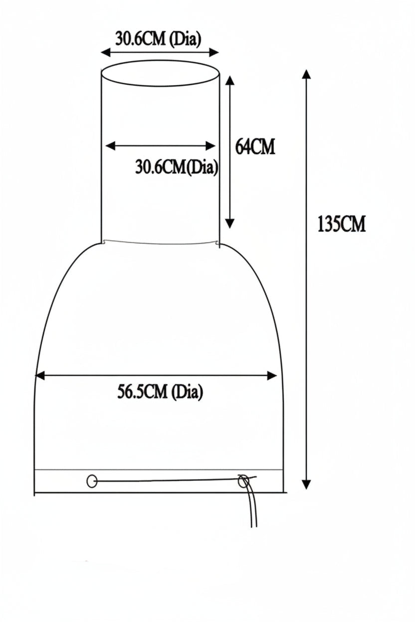 Measurement chart for a product with dimensions labeled, featuring the brand 'CHICOVER 2'.