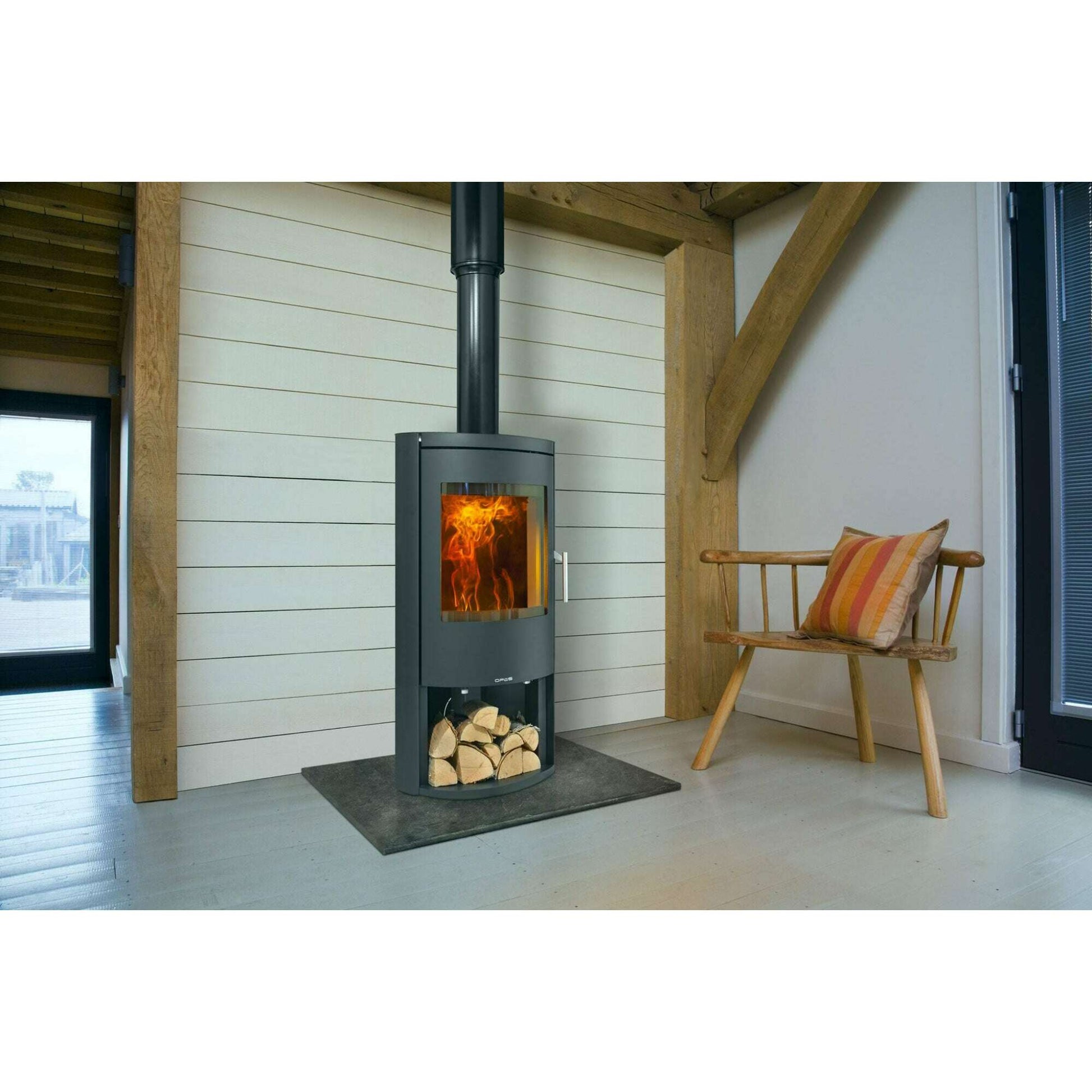Opus-Harmony_LS stove in white room with chair
