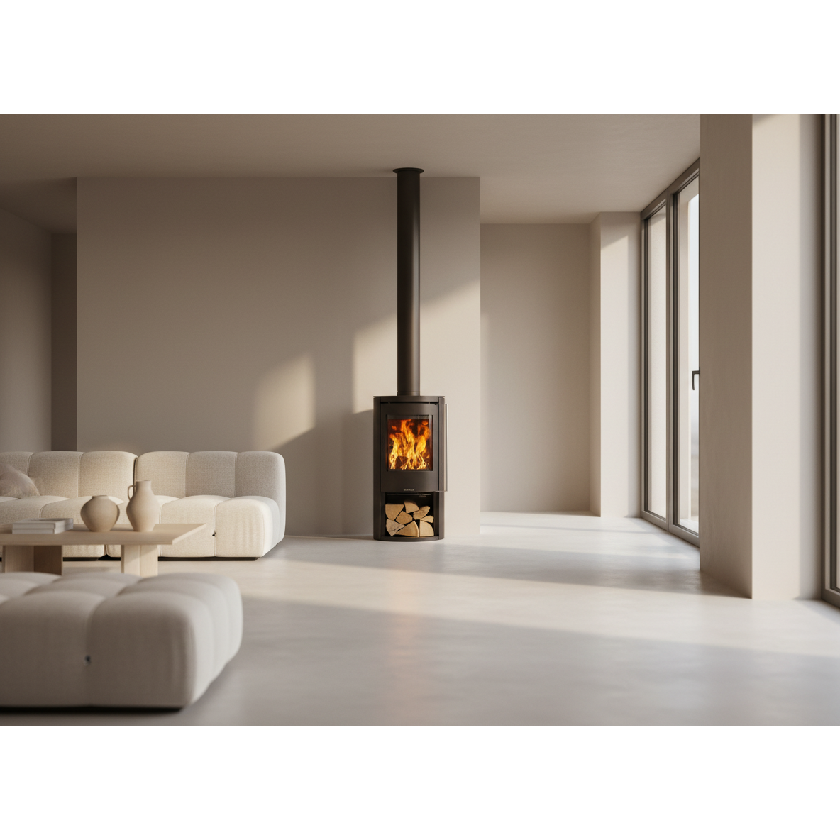 Opus Aria LS 5kw Wood Burning Stove With Log Store