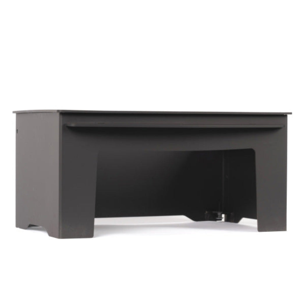 Stand for Arada Hamlet SW5 and S7 stove with a minimalist, geometric design and a large open center space, shown from a three-quarters angle on a white background.