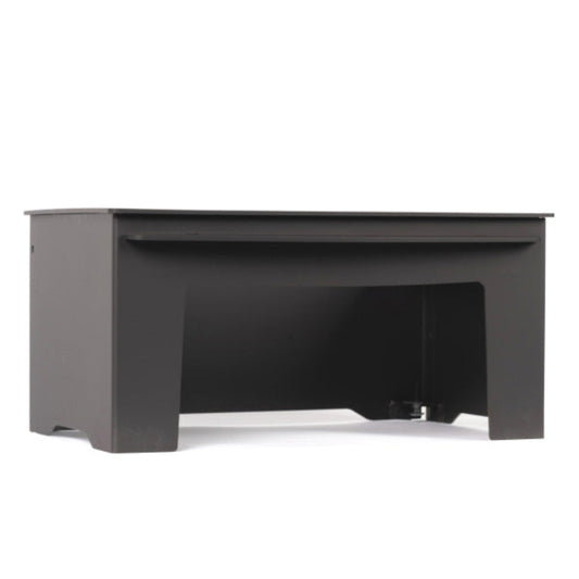 Stand for Arada Hamlet SW5 and S7 stove with a minimalist, geometric design and a large open center space, shown from a three-quarters angle on a white background.