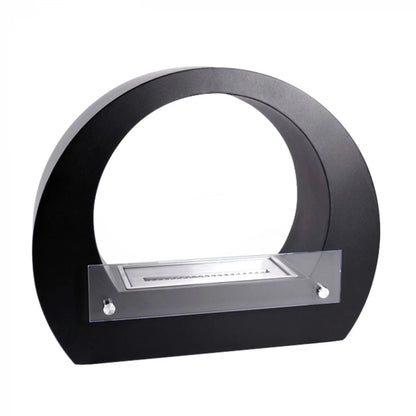 Black ScandiFlames Dallas Round Bioethanol Fireplace on a white background
