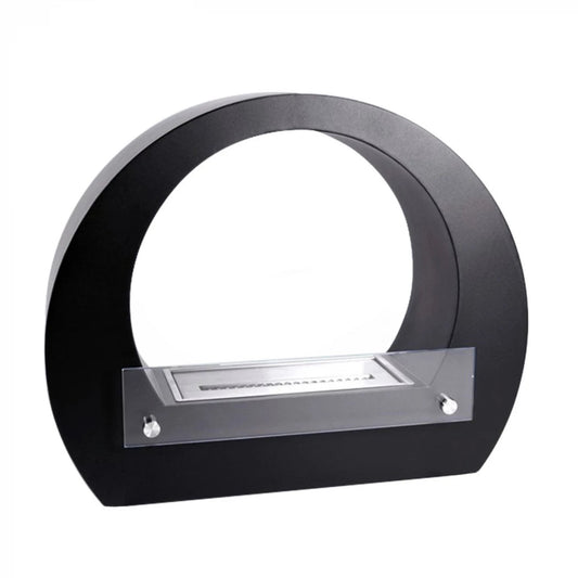 Black ScandiFlames Dallas Round Bioethanol Fireplace on a white background