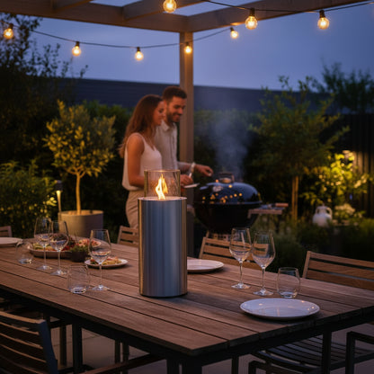 Scandiflames Dualis Brushed steel on a white background