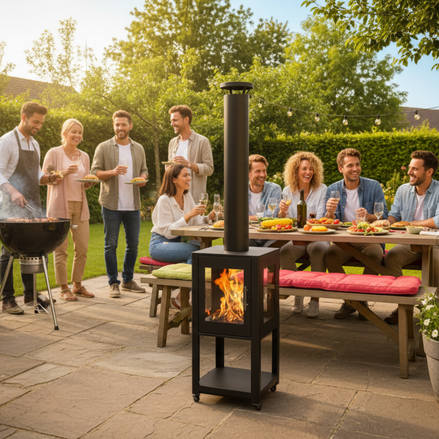 Scandiflames_Natura_Garden_Fireplace in a barbecue setting
