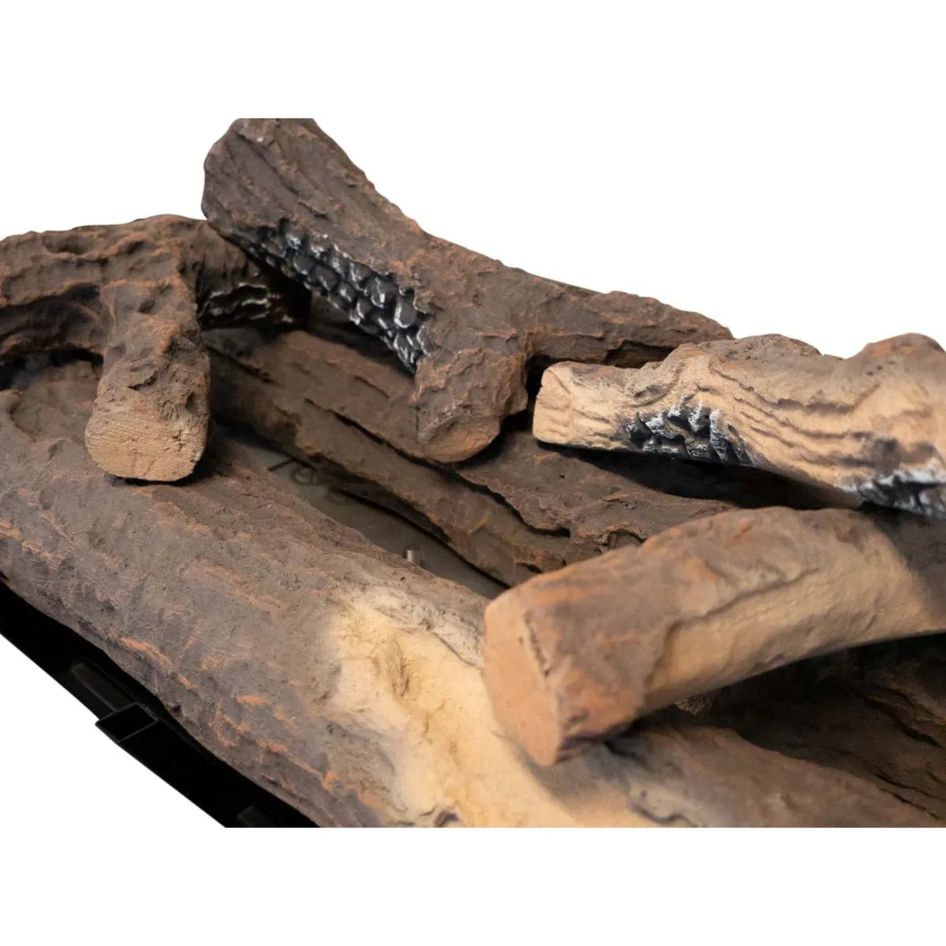 Stack of Scandiflames ceramic firewood on a white background