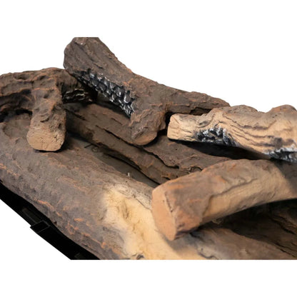 Stack of Scandiflames ceramic firewood on a white background