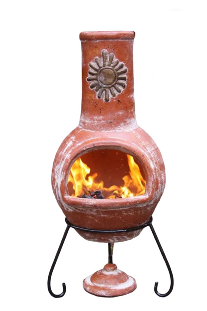Sol Large Mexican Chiminea – Rustic Orange on white background