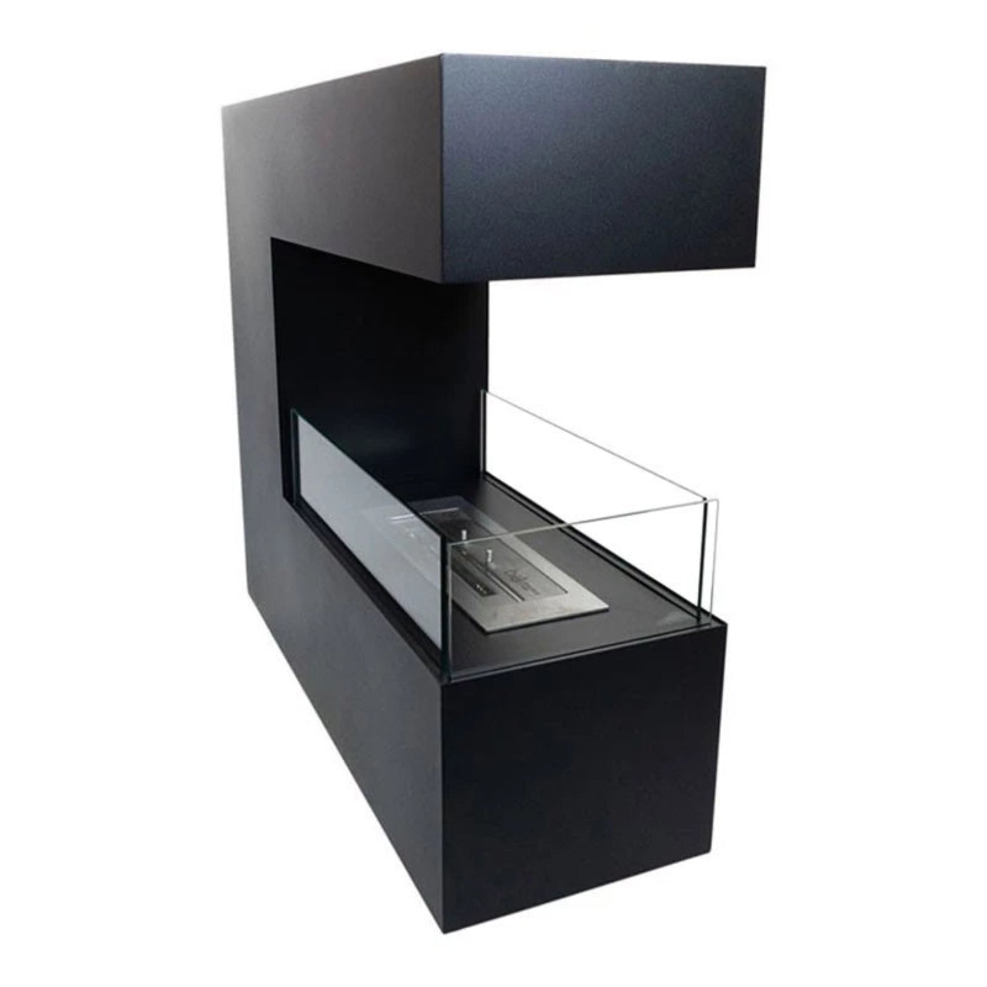 Topeka Black - 3-Sided Bio Fireplace in Steel on white background