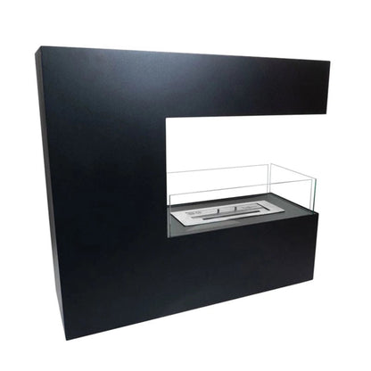 Topeka Black - 3-Sided Bio Fireplace in Steel on white background