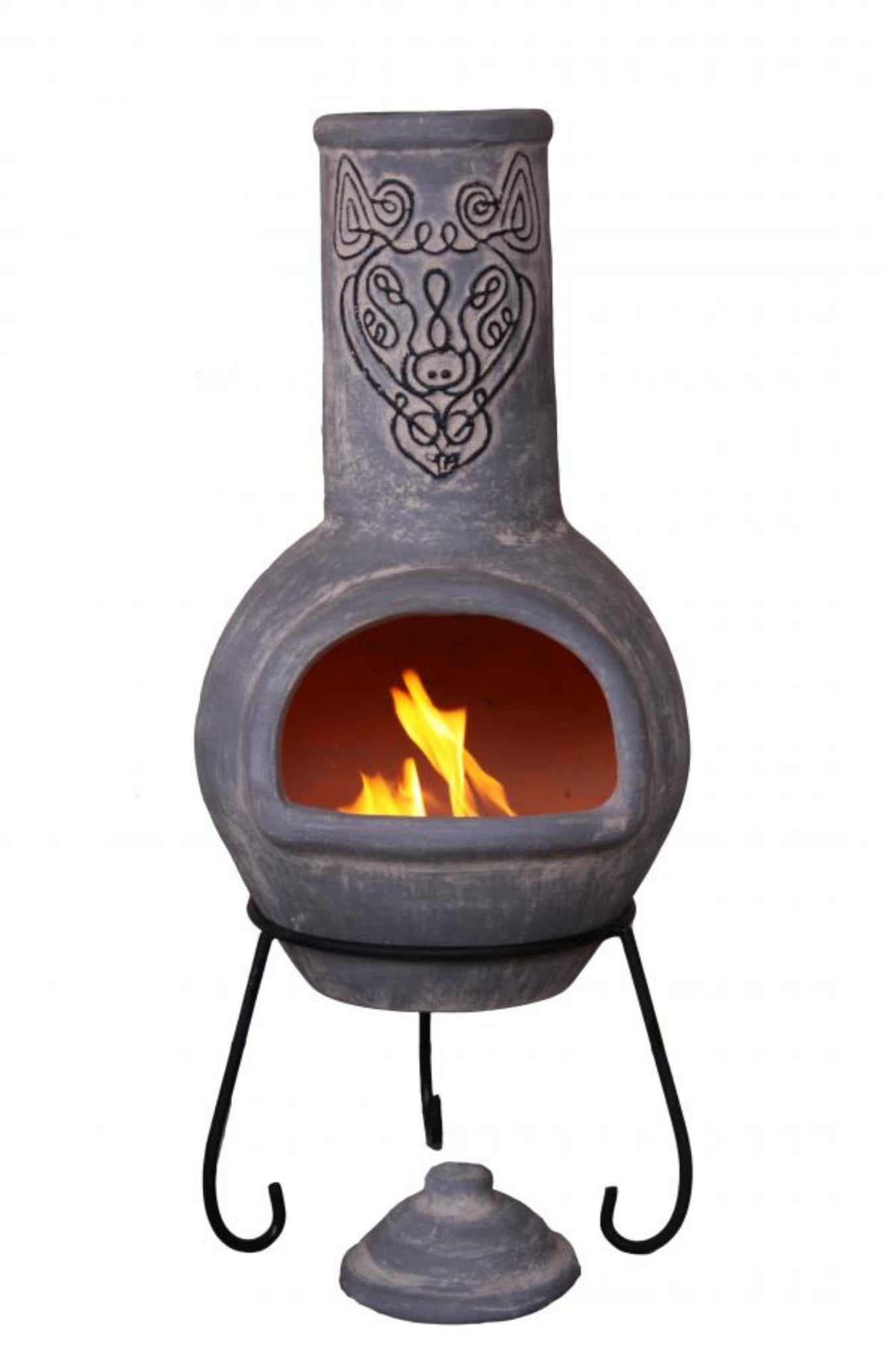 Wulfryc Wolf Mexican Chiminea – Pale Grey on a white background