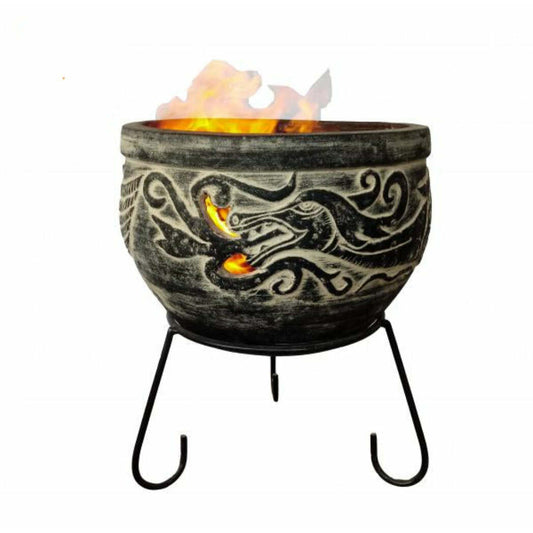 Wynd Dragon Celtic Clay Fire Pit | Handmade Mexican Fire Pit on a white background