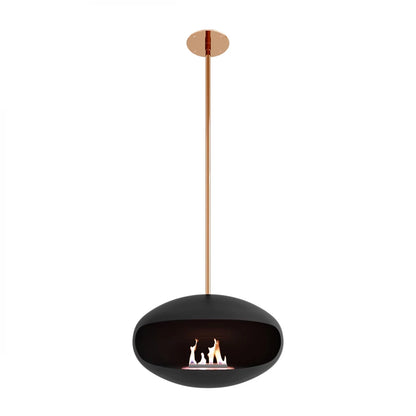 Cocoon Aeris Ceiling Bioethanol Fireplace - Black + Copper Rod