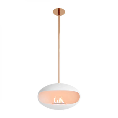 Cocoon Aeris Ceiling Bioethanol Fireplace - White + Copper Rod