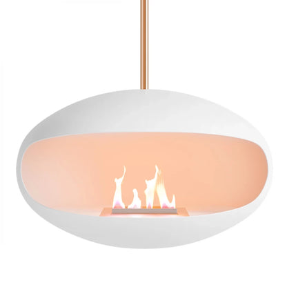 Cocoon Aeris Ceiling Bioethanol Fireplace - White + Copper Rod
