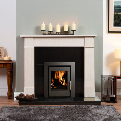 Beltane Holford inset stove installed in a fireplace