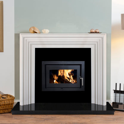 Beltane Holford Landscape inset stove installed in a fireplace