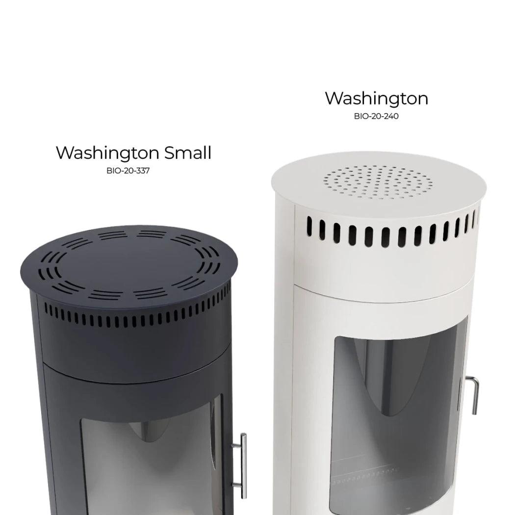Two cylindrical products labeled 'Washington' and 'Washington Small' on a white background.