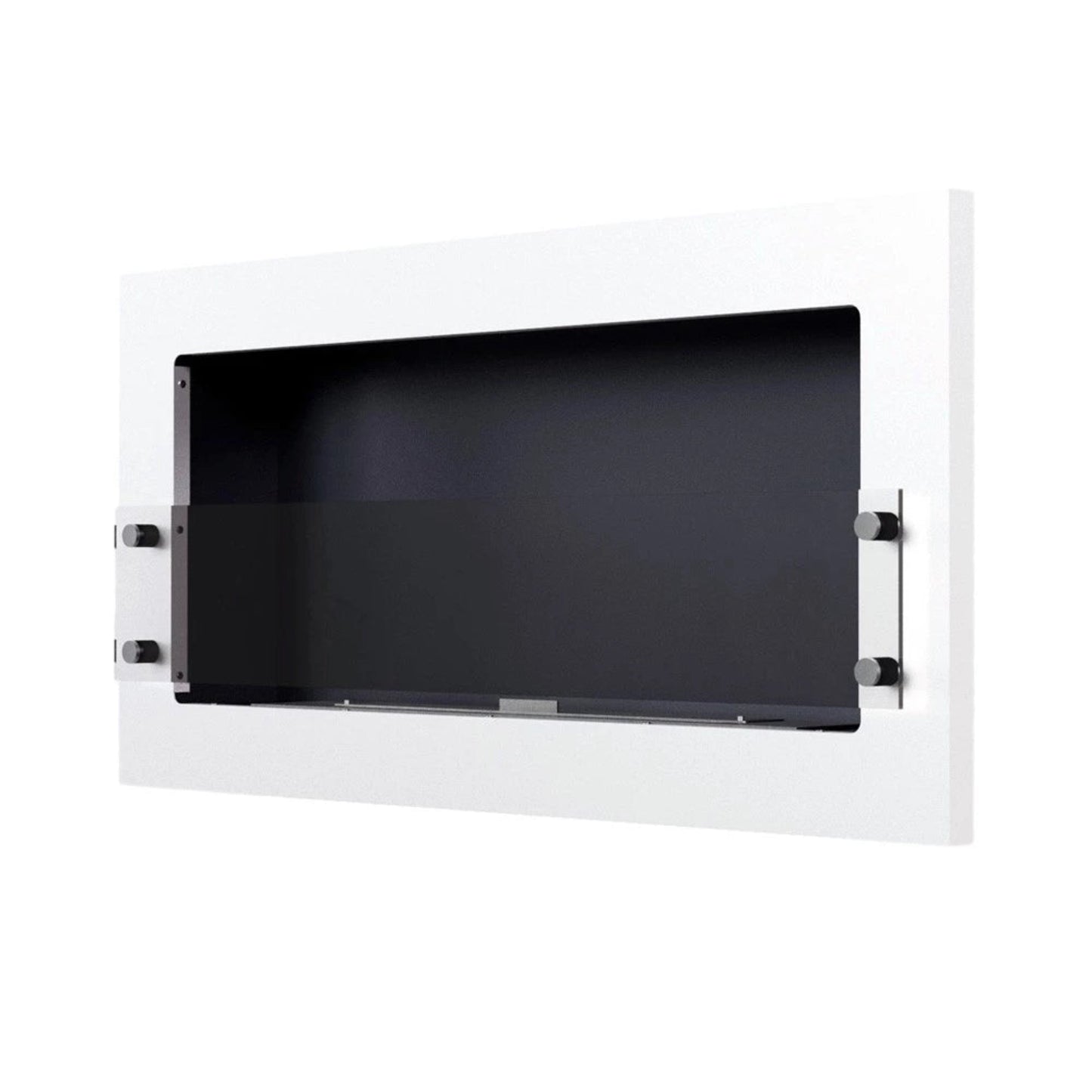 Modern white Texas bioethanol fireplace on a white background