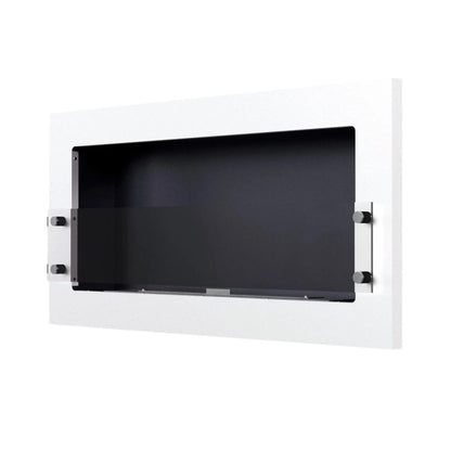 Modern white Texas bioethanol fireplace on a white background