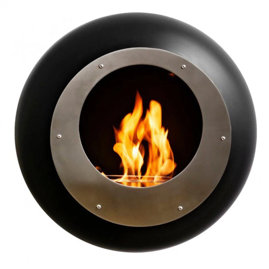 Cocoon Vellum Wall Mounted Bioethanol Fireplace - Matte Black