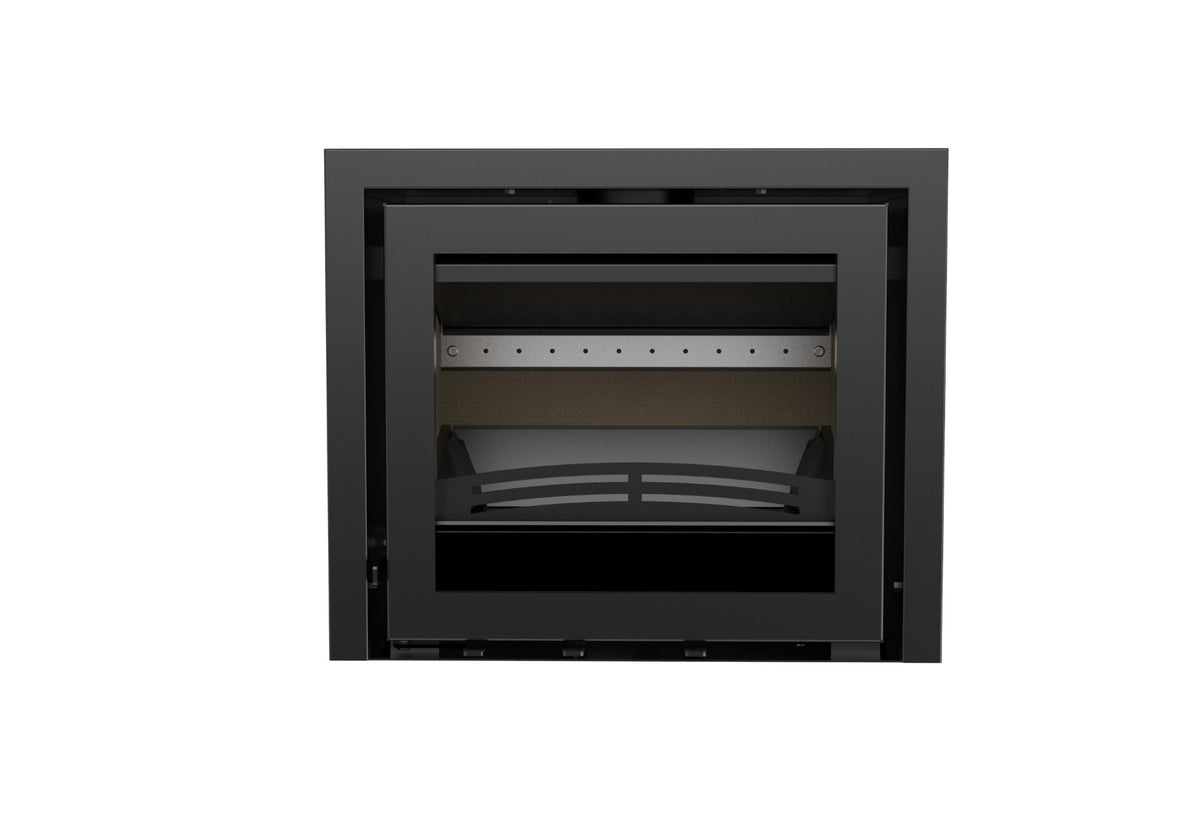 Bristol Stove Co Explorer 7i inset multifuel stove with 3-sided frame, front view