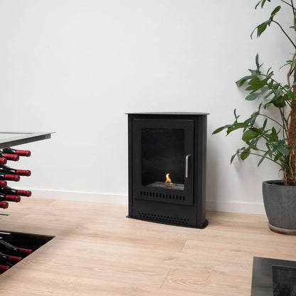 Carson - Small freestanding Bioethanol Stove Fireplace - Black