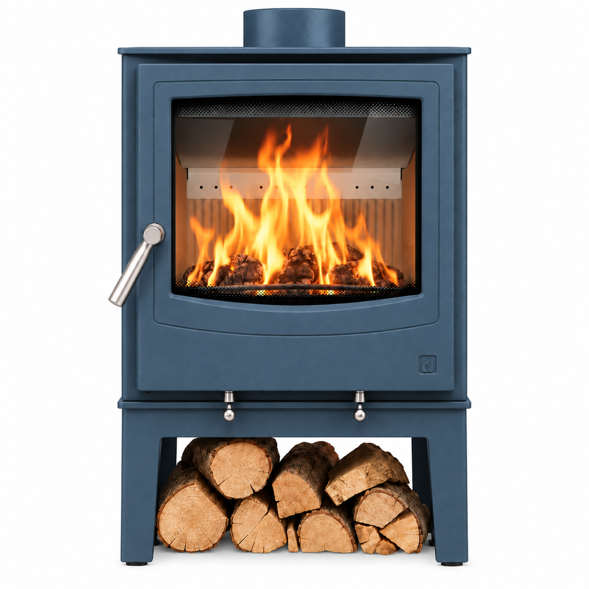 Arada Farringdon Small Eco stove in Atlantic Blue with Mid-height Stand