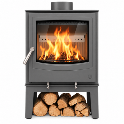Arada Farringdon Small Eco stove in Graphite with Mid-height Stand