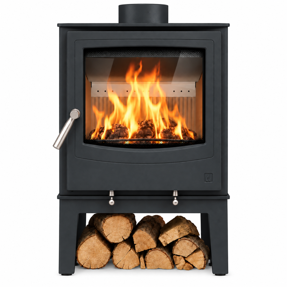 Arada Farringdon Small Eco stove in Midnight with Mid-height Stand