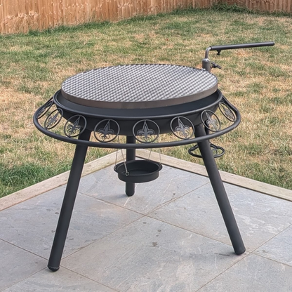 Bristol Stove Co ornate 70cm firepit with adjustable BBQ rack