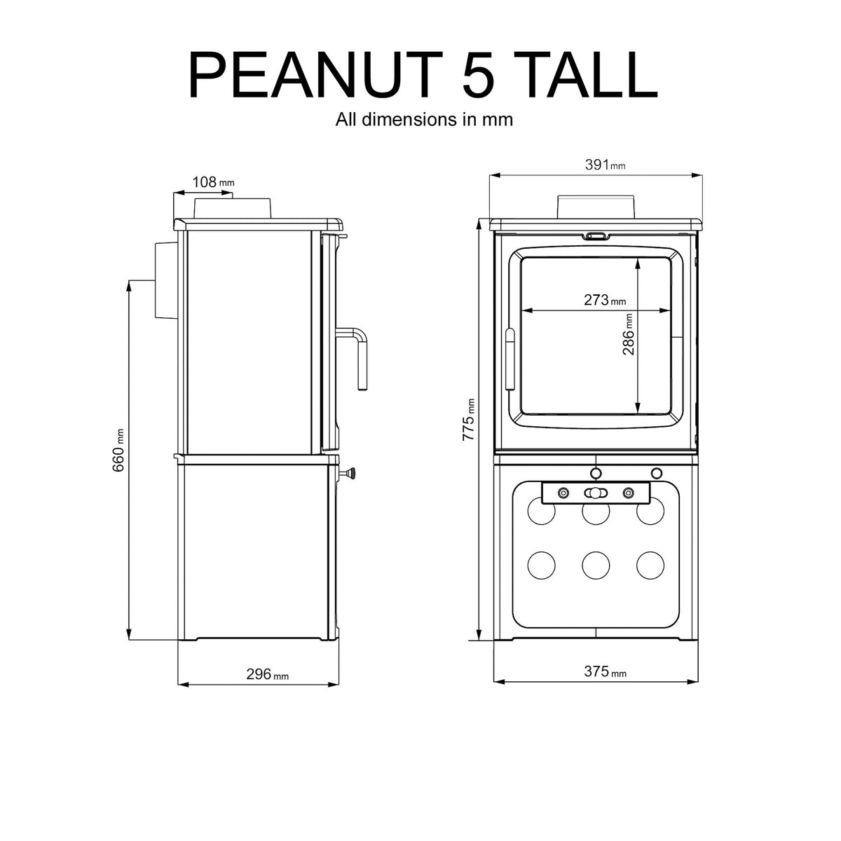 Peanut 5 5kW Wood-Burning Stove – manufacturer image 4