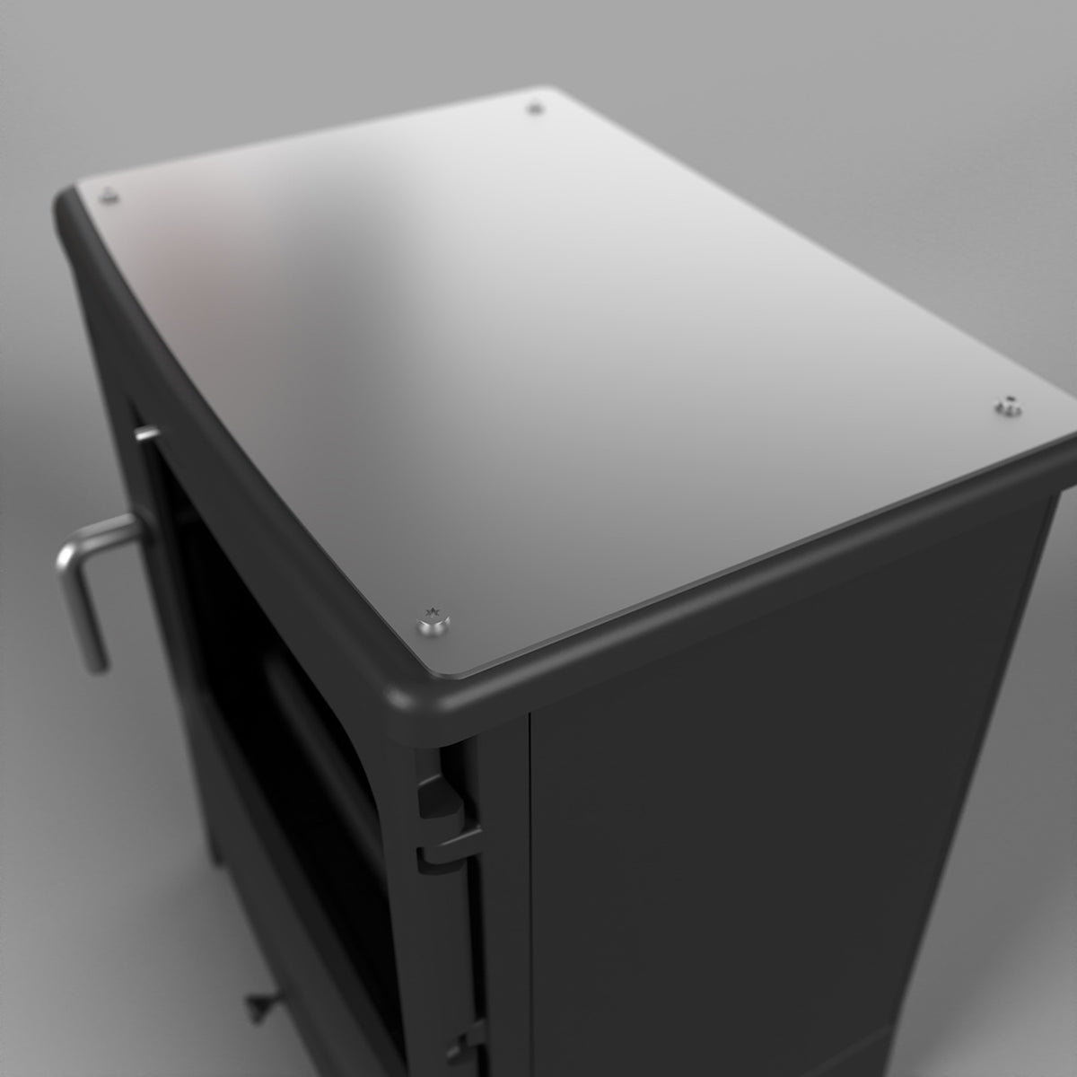 Peanut Stainless Steel Cook Plate – Model & Flue Options – isolated stove view