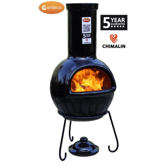 Sempra glazed black chiminea