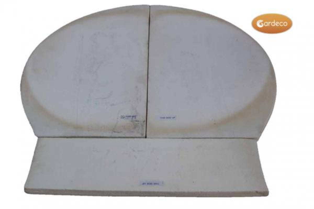 Rear view of pizza oven with 'Gardeco' branding on a white background