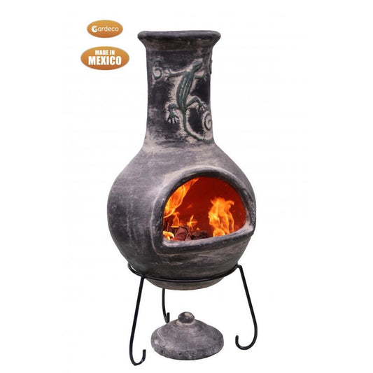 Extra-large Iguana Mex chimenea in grey