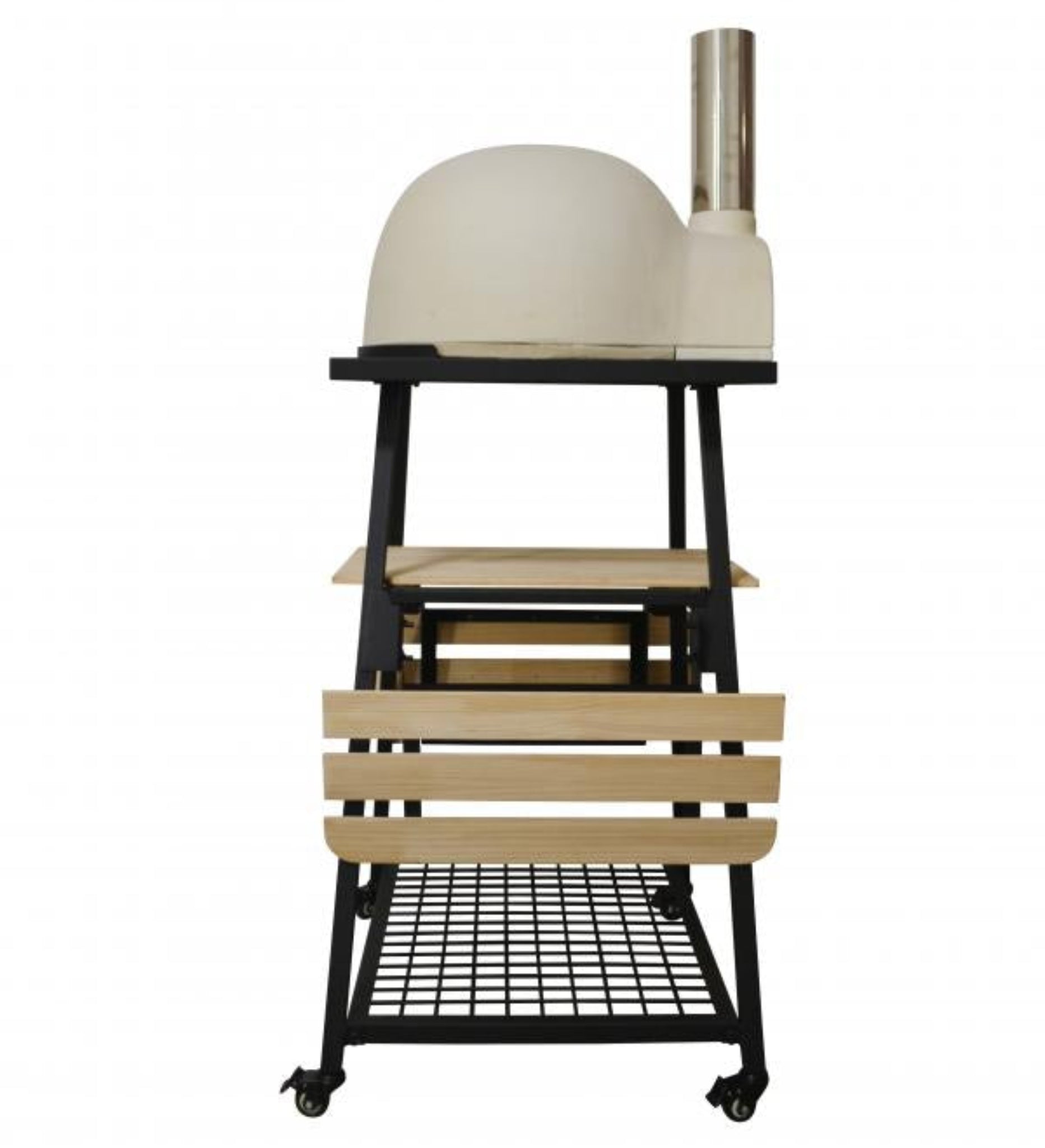 Pizzaro stand with black metal frame on a white background