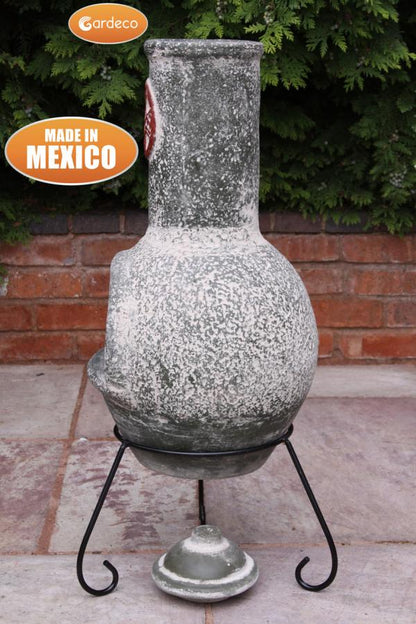 Cruz Large Mexican Chiminea – Green with Red Motif