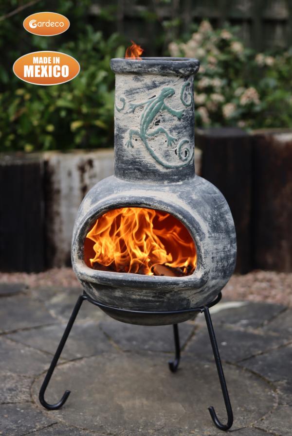 Iguana Medium Mexican Chiminea – Grey